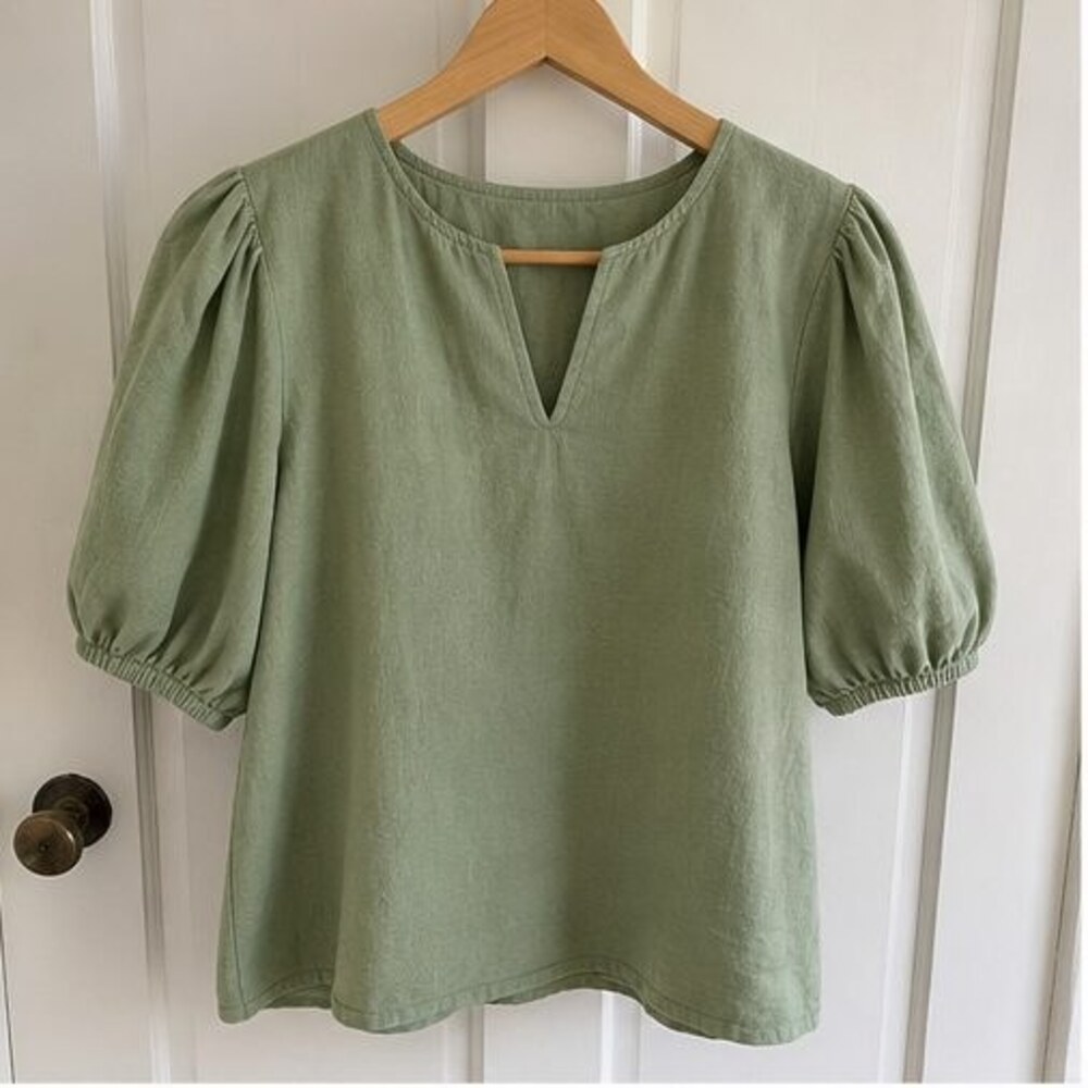 Sage Button Blouse - Picture 1 of 6